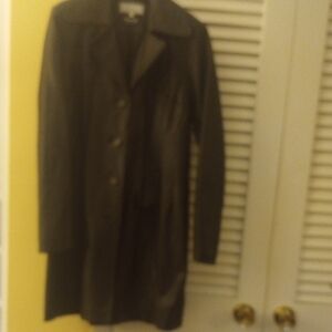 Women's Chocolate Brown Leather Blazer Coat